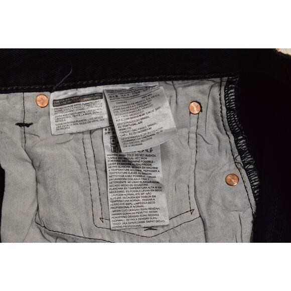 Men's Levi's 501 Black Jeans Size 42x32 Regular Fit Straight Leg Button Fly - Picture 6 of 8